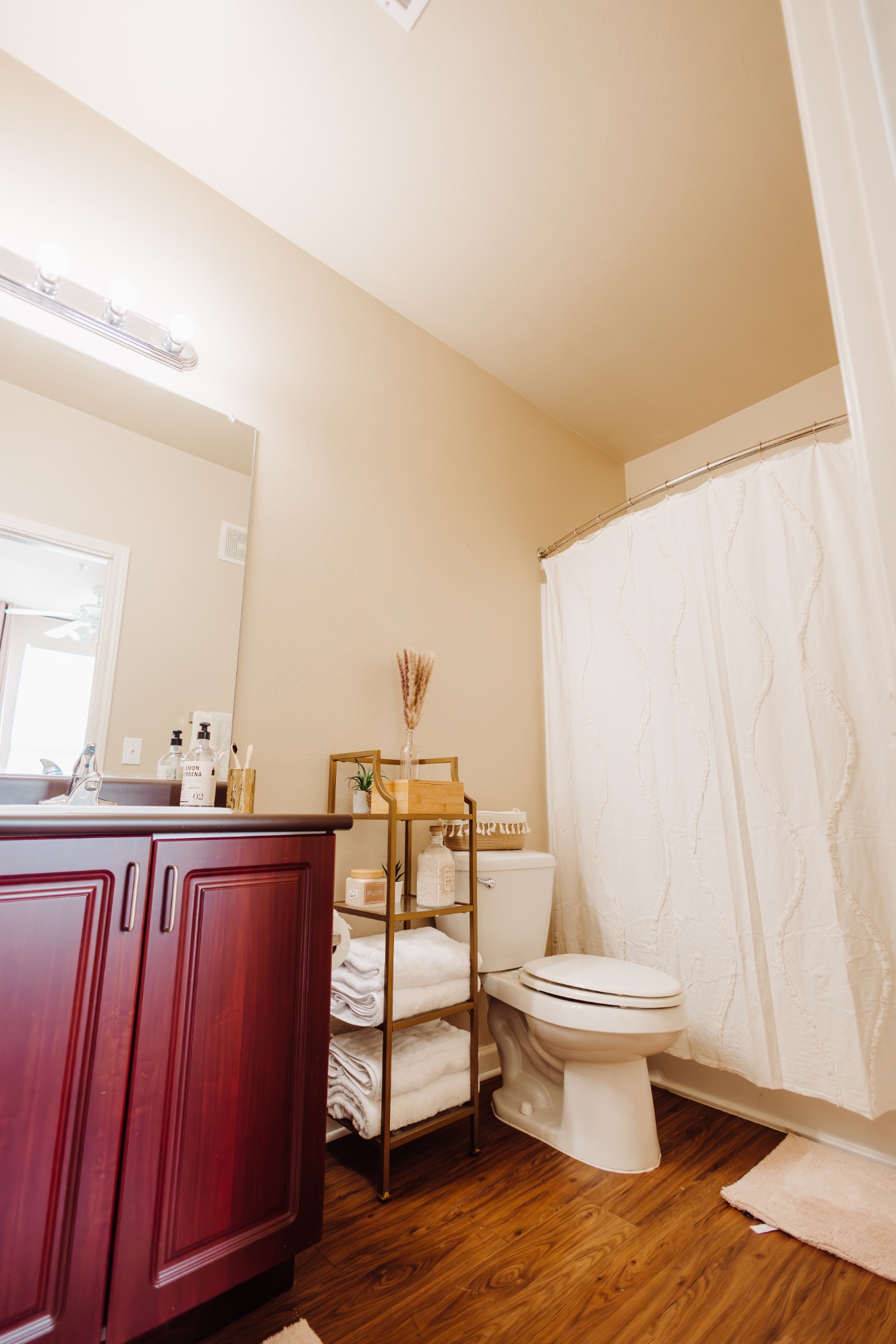 Model bathroom with vanity at Maverick Place