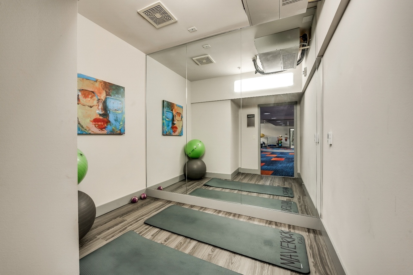 Yoga studio in the gym at Maverick Place Yoga studio in the gym at Maverick Place